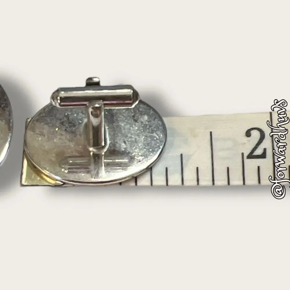 Vintage Oval Silver Tone Hickok “R” Cufflinks